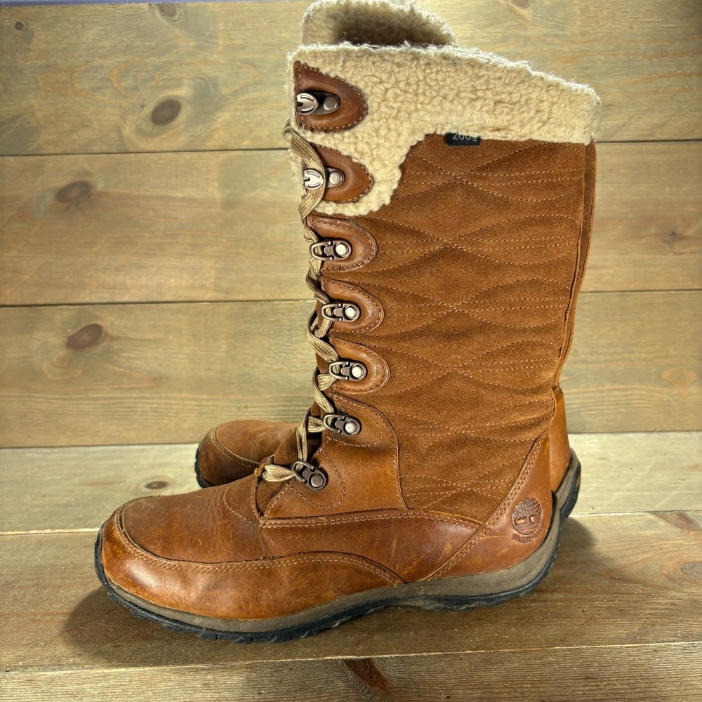 Timberland Mount Holly Womens size 8 shoes Brown Waterproof Leather snow boots